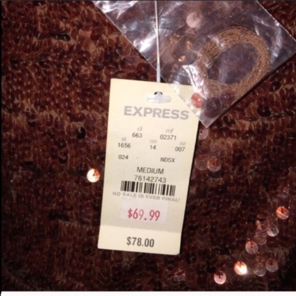 Express Sequin Tank Brown Size Medium - Picture 4 of 4